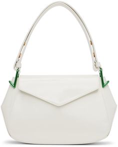 Buffed calfskin shoulder bag in white. · Adjustable shoulder strap · Foldover flap · Patch pocket at interior · Suede lining · H6.5 x W12 x D3.5 in Supplier color: White/Parakeet White Luxury Flap Bag With Magnetic Closure, Luxury White Flap Bag With Magnetic Closure, Designer White Shoulder Bag With Magnetic Closure, Modern White Flap Bag, White Top Handle Shoulder Bag With Magnetic Closure, White Flap Bag With Magnetic Closure For Evening, Formal White Shoulder Bag With Magnetic Closure, White Shoulder Bag With Magnetic Closure For Office, White Parakeet