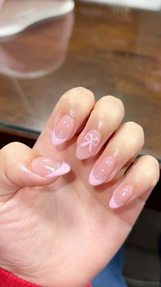 Pink Ribbon Nails, Teen Nails, Hippie Nails, Romantic Nails, A Aesthetic, Casual Nails, Pretty Gel Nails, Nail Design Ideas