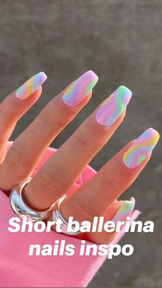 Simple Acrylic Nails, Acrylic Nails Coffin Short, Summer Acrylic Nails, Short Acrylic Nails Designs, Rainbow Nails, Funky Nails, Pretty Acrylic Nails, Short Acrylic Nails, Best Acrylic Nails