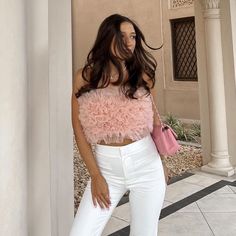 New With Tag. Color: Pale Pink Ref. 1822/057 Crop Top With Straight Neckline. Side Hidden In Seam Zip Closure. Materials: Body: 99% Polyester. 1% Elastane Lace: 100% Polyester Glamorous Bandeau Crop Top For Spring, Glamorous Strapless Crop Top For Spring, Glamorous Summer Wedding Tops, Elegant Pink Sleeveless Tube Top, Elegant Pink Tube Top, Chic Sleeveless Wedding Crop Top, Feminine Strapless Crop Top For Night Out, Feminine Bandeau Crop Top For Spring, Pink Ruffled Tube Top For Party