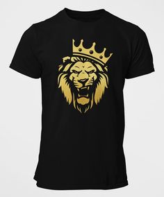 Lion King Design, Lion With Crown, Things To Wear, Glitter Shirt, King Design, Lion Shirt, Vinyl Printing, Hey Handsome, Gold Lion