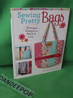 the book sewing pretty bags is on display