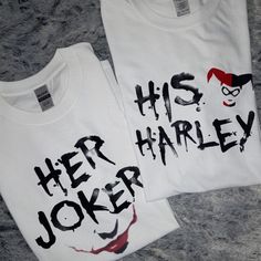 2pc Set His Harley Her Joker Couples Matching Tshirts Couples Anniversary Gifts Unique Gifts For Him Gifts For Her Adult Unisex Tshirt Customize Your Own Tshirt Message Both Sizes Ty Custom Couples Shirts, Funny Couples Shirts Hilarious, His And Hers Tshirt Ideas, Couples Hoodies Matching, Cute Matching Things For Couples, Couples Tshirt Ideas, Couple T Shirt Ideas, Cute Couple Clothes, Matching Stuff For Couples