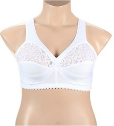 Glamorise Magic Lift Cotton Full Figure Wireless Support Bra 1001 - Glamorise Bras Stretch Full Cup Bra With Lace Trim, Support Bra, Support Bras, Full Figured, Bra, Free Shipping, White