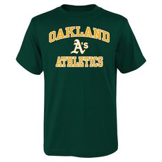 Youth Oakland Athletics Green Heart & Soul T-Shirt Pre-shrunk Team-colored Fan Apparel T-shirt, Collegiate T-shirt With Team Logo For Sports Events, Green Short Sleeve T-shirt For College, Collegiate Team-colored T-shirt With Logo, College Team Logo Graphic Tee, College Graphic Tee With Team Logo, College Fan Apparel Team-colored T-shirt, Team-colored T-shirt With Text Print For Fans, Collegiate Style T-shirt With Team Logo For Sports Season