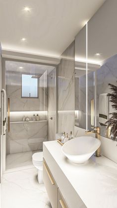 a modern bathroom with marble walls and floor