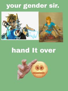 the legend of zelda meme is shown with an image of him holding a donut