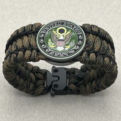 a paracorre bracelet with an army seal on it