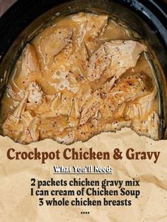 crockpot chicken and gravy recipe in the crock pot with instructions