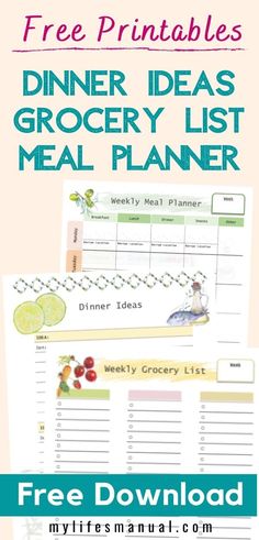 the free printable meal planner for dinner