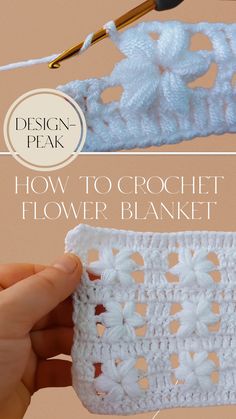 the crochet flower blanket is being worked on