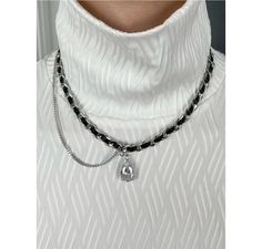 Chain material:PU Casual Black Clavicle Chain Necklace, Casual Black Chain Necklace, Edgy Leather Jewelry, Edgy Leather Jewelry Fashion Accessory, Silver Leather Chain Jewelry, Elegant Black Leather Necklaces, Elegant Black Leather Necklace, Chic Black Leather Jewelry, Fashion Terms