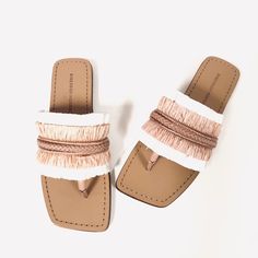 Sigerson Morrison Avis Raffia Thong Sandals In Nude/White Braided Leather Mixes With Two-Tone Fringe For A Breezy, Beachy Look On A Thong Sandal With A Strong, Squared-Off Toe. Msrp $250.00 Size: Us 6b Color: Nude/White Leather And Textile Upper/Leather Lining And Sole Imported Brand New With Box 100% Guaranteed Authentic White Toe Post Sandals For Spring, White Toe Post Flip Flops For Summer, White Synthetic Flip Flops With Single Toe Strap, White Flip Flops With Single Toe Strap, White Single Toe Strap Flip Flops For Spring, White Synthetic Single Toe Strap Flip Flops, Chic White Flip Flops For Vacation, White Toe Loop Sandals For Summer, White Toe Loop Flip Flops For Summer