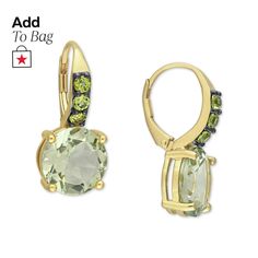 in stock Macy's Gemstone Round Earrings, Macy's Round Gemstone Earrings, Green Quartz, Gold Plated Sterling Silver, 18k Gold, Gold Plate, Pick Up, In Store, Buy Online