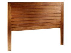 the headboard is made out of wood and has horizontal slats on each side