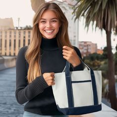 Introducing the Dalix Daily Small Tote Bag—a blend of style, durability, and versatility that's crafted to make your everyday adventures more enjoyable. Made from heavy-duty 24oz cotton canvas, this tote is built to withstand whatever life throws your way. The thick, high-quality canvas offers both strength and comfort, ensuring that this bag is as reliable as it is stylish. Whether you're heading to the beach, a weekend getaway, or just running errands around town, this tote is your go-to compa Outdoor Cotton Bag With Reinforced Handles, Canvas Bags With Top Carry Handle For Outdoor, Outdoor Canvas Bag With Top Carry Handle, Outdoor Canvas Tote Bag With Reinforced Handles, Outdoor Cotton Canvas Bag With Zipper Closure, Durable Rectangular Canvas Bag, Durable Casual Bag For Everyday Use, Everyday Navy Cotton Canvas Bag, Navy Cotton Canvas Bag For Everyday