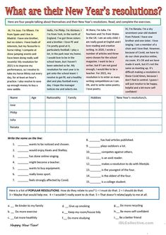 a new year's resolution worksheet with the words what are their new year's resolutions?