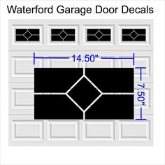 an image of a garage door with measurements for the size and width in front of it