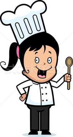 a cartoon chef holding a spatula in her hand stock photo ©p97