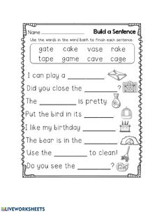 worksheet with words and pictures to help students learn how to read the sentence