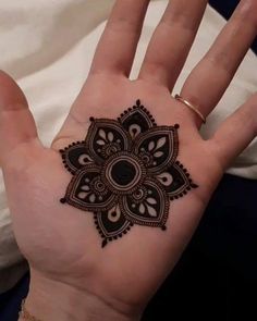 a person's hand with a henna tattoo on it