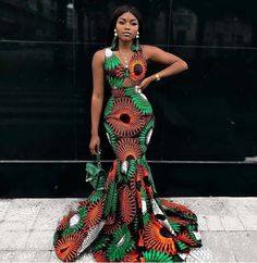 Look your best with our popular mermaid gown. This dress commands a lot of respect and compliments! This set comes with one dress for the woman. Suitable for traditional weddings, naming ceremonies, pre-wedding photoshoot and other traditional gatherings. This is custom made. Please provide accurate measurements for a better fit! Kitenge Dress, Ankara Maxi Dress, Mode Prints, Moda Afro, Long African Dresses, African Prom Dresses, African Print Clothing, Latest Ankara Styles, African Fashion Ankara