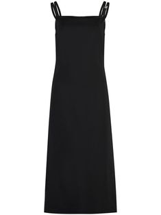 black jersey knit crystal embellishment square neck sleeveless side slit straight hem mid-length Gucci Dress, Midi Dress Black, Versace Outfit, Black Jersey, Iconic Bags, Demi Fine Jewelry, Crystal Embellishment, Flat Boots, Pump Sandals