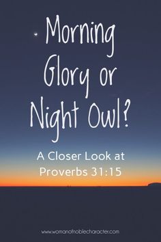 a poster with the words, morning glory or night owl? and an orange sky