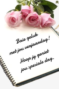 a notepad with pink roses on it and the words,'be jelle met you