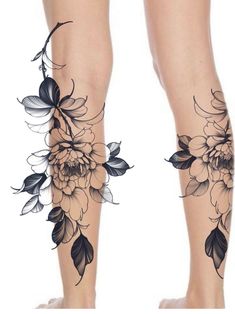 the legs are decorated with flowers and leaves