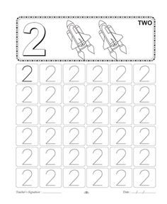 the number two worksheet for numbers 2 to 10 with rockets on top and bottom