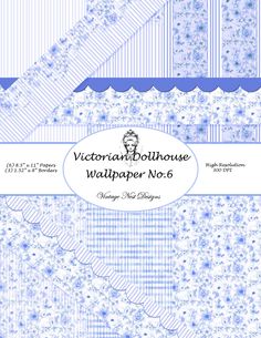 the victorian wallpaper no 6 pattern is blue and white