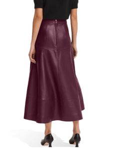 Premium Genuine Leather: This black leather skirt is made from top-notch genuine leather, giving it a soft, rich texture that feels amazing and promises long-lasting wear. Flattering A-Line Shape: The A-line cut cinches at the waist and gently flares out, creating a beautiful silhouette that's both comfortable and flattering for all body types. Perfect Mid-Length: The plus size leather skirt falls just below the knee, making it an ideal choice for anything from a relaxed day out to a sophisticat Fitted Leather Flared Skirt, Leather Flared Skirt For Fall, Fall Leather Flared Skirt, Leather Flared Skirt For Spring, Spring Leather Flared Skirt, Chic Leather Flared Skirt, Leather Flared Skirt For Night Out, Formal Leather Lined Skirt, Sleek Leather Midi Skirt