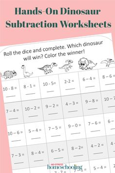 the dinosaur subtraction worksheet for kids to learn how to use it