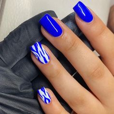 Zebra Stripe Nails, Bright Blue Nails, Fall Nail Inspo, Blue Gel Nails, Fun Summer Nails, Watermelon Nails, Back To School Nails, Bright Summer Nails, School Nails