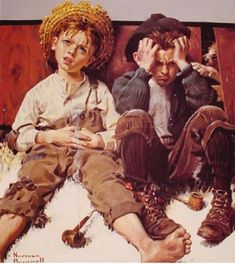 two children sitting on the floor with their hands to their faces, and one holding his head