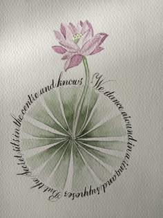 a waterlily flower with words written on it