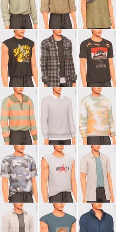 men's sweaters and shirts in different colors, sizes and styles for males