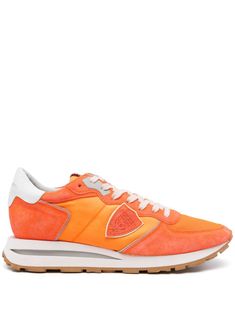 light orange panelled design round toe suede panelling mesh panelling logo-print tongue appliqué logo to the side contrasting branded heel counter branded insole leather lining flat rubber sole front lace-up fastening Orange Lace-up Running Shoes With Rubber Sole, Orange Suede Lace-up Sneakers, Orange High-top Sneakers With Contrast Sole For Sports, Orange Lace-up High-top Sneakers With Rubber Sole, Orange Sporty High-top Sneakers With Rubber Sole, Orange Low-top Sneakers With Contrast Sole, Orange Sneakers With Rubber Waffle Outsoles, Orange Low-top Running Shoes With Rubber Sole, Orange Low-top Running Shoes With Translucent Outsole