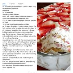 the recipe for strawberry cream icebox cake is shown