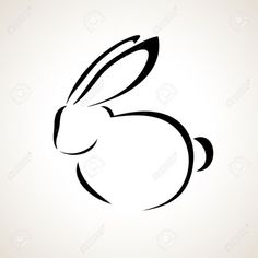 the silhouette of a rabbit's head in black on a white background stock photo