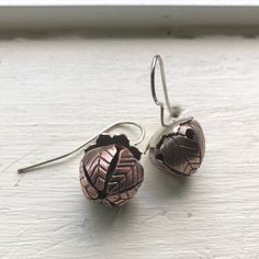 Nature Inspired Jingle Bell Earrings copper and silver | Etsy Nature-inspired Copper Earrings As Gift, Nature-inspired Bronze Earrings For Gifts, Bell Earrings, Butter Shrimp, Holiday Earrings, Holiday Earring, Wilmington Nc, Jingle Bell, Big Earrings