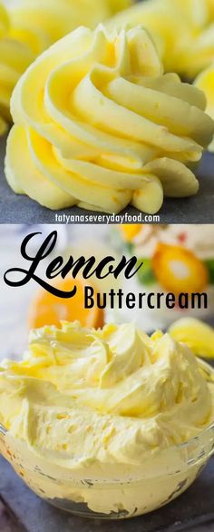 lemon buttercream in a glass bowl on a table