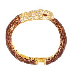 Brown & Crystal Snake Bracelet Snake Bangle, Snake Head, Brown Snake, Brown Jewelry, Snake Jewelry, Snake Bracelet, Hinged Bracelet, Fashion Addict, Tortoise