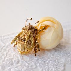 Gold bee brooch Bumble bee brooch Bee pin - embroidered brooch Bee brooch, bumblebee pin, Honey bee Stationary Essentials, Bee Accessories, Bee Things, Bee Jewellery, Bee Stuff, Cloisonne Jewelry, Insect Brooch, Embroidered Brooch, Feminine Jewelry