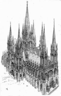 this is an old drawing of a cathedral