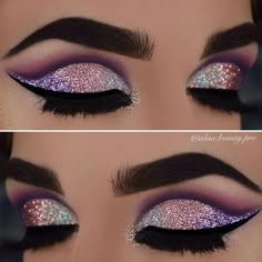 Makeup Cantik, Eyeliner Tips, Unicorn Makeup, Purple Stuff, Purple And Silver, Hooded Eyes