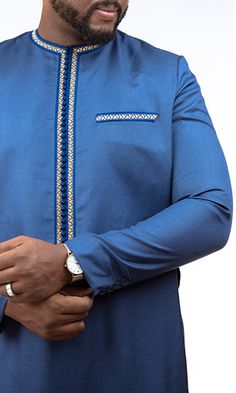 Kiba Classique Bleu | Awalebiz Marketplace Baby African Clothes, Men African Wear, Men African Fashion, Latest African Wear For Men, African Wear For Men, Dashiki For Men, Costume Africain, African Wedding Attire, Nigerian Men Fashion