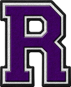 the letter r in purple and white