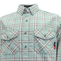 100% Cotton Button closure Machine Wash FR MATERIALS HEAVYWEIGHT: Our FR work shirts are made from 9.5OZ cotton twill FR plaid flannel fabric, ensuring durability and protection. They feature FR buttons and are stitched with FR sewing threads for added safety. The shirts also come with a clear FR tag on the front. Additionally, the neck tag provides more information about UL certification. As a bonus, we have included a small sample inside the package for customers to try out the FR properties f Flame Resistant Clothing, Plaid Flannel Fabric, Father Shirts, Navy And Brown, Plaid Flannel Shirt, Plaid Flannel, Flannel Fabric, Sewing Thread, Work Shirts